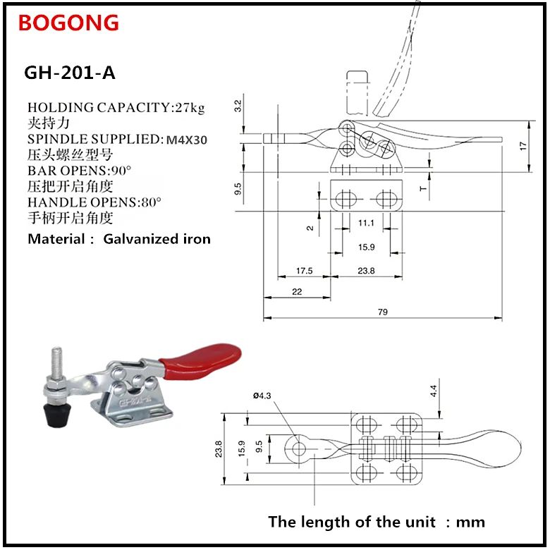 BOGONG GH-201-A ручной инструмент тоггл головка с зажимом быстрого крепления крепежной площадки для горизонтальная рукоятка зажимное CH HS MC01-1 комплект зажим GH-201A