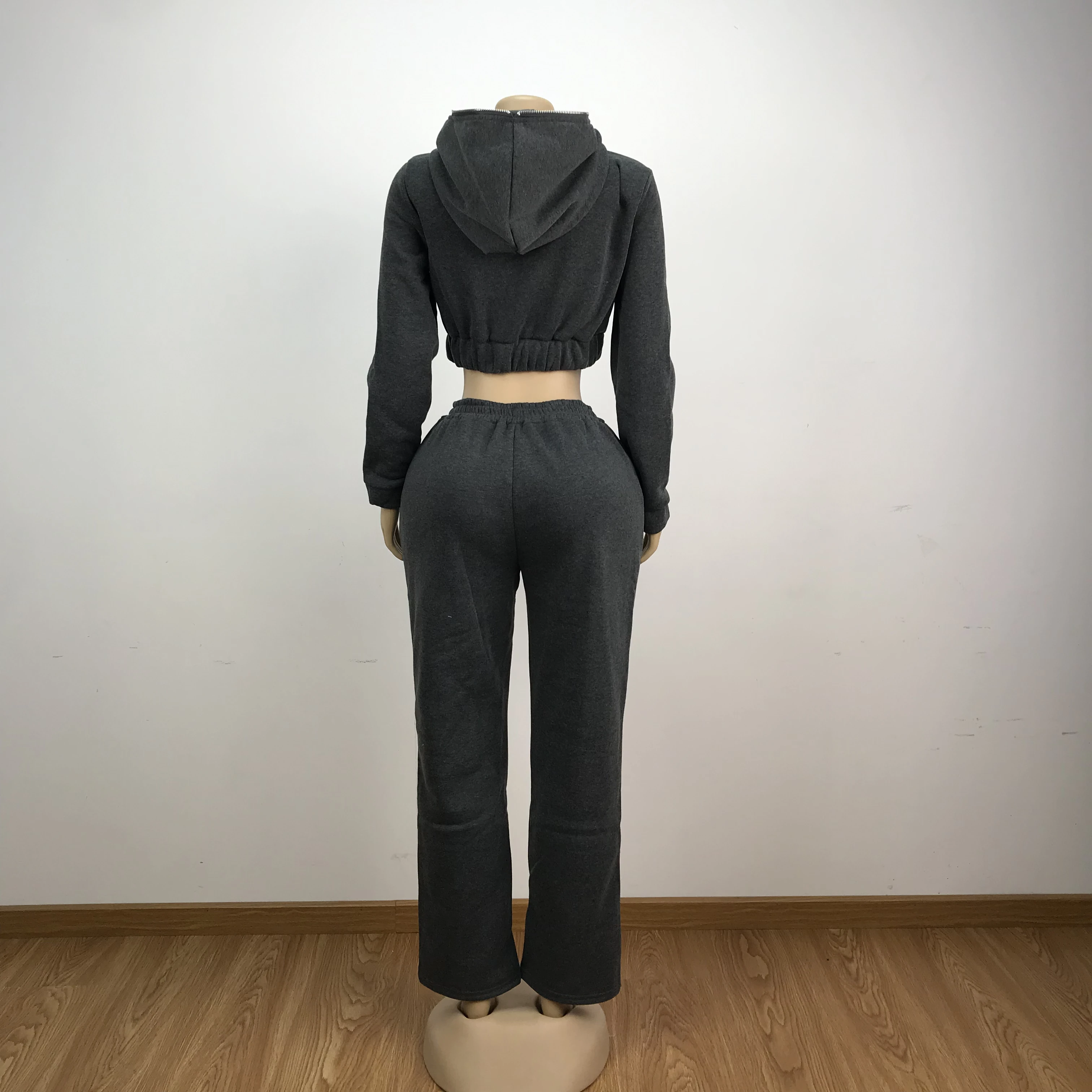 Spring Women Jogger Sweatshirt Two Piece Pants Set 2024 New Arrival Winter Sweatsuits Zipper Crop Hoodies And Trousers Set