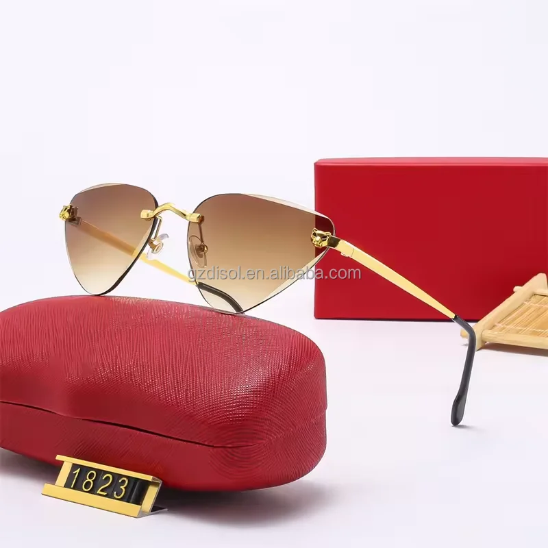 Famous Designer Unisex Rimless Hexagonal Sunglasses with Gradient Lens UV 400 Polarizing Fashionable for Outdoor Use
