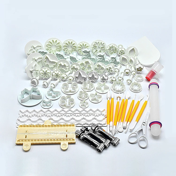 
74PCS Fondant Cake Cookie Plunger Cutter Sugarcraft Flower Leaf Butterfly Heart Shape Decorating Mold DIY Tools/ 