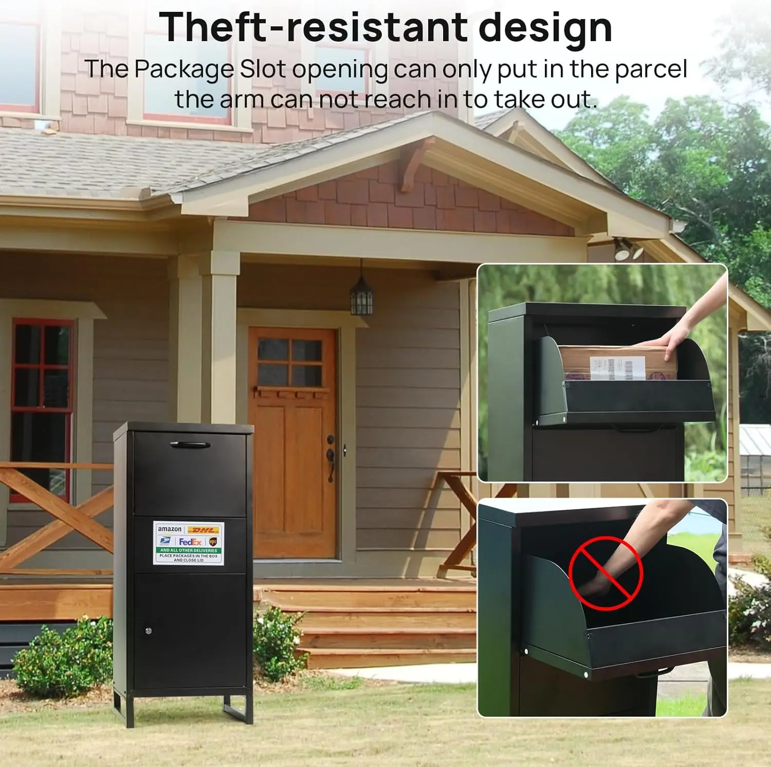 JH-Mech Metal Parcel Drop Box with Lockable Secure Easily Anchored on the Floor and Easy to use Ultra Large Parcel Lock Drop Box