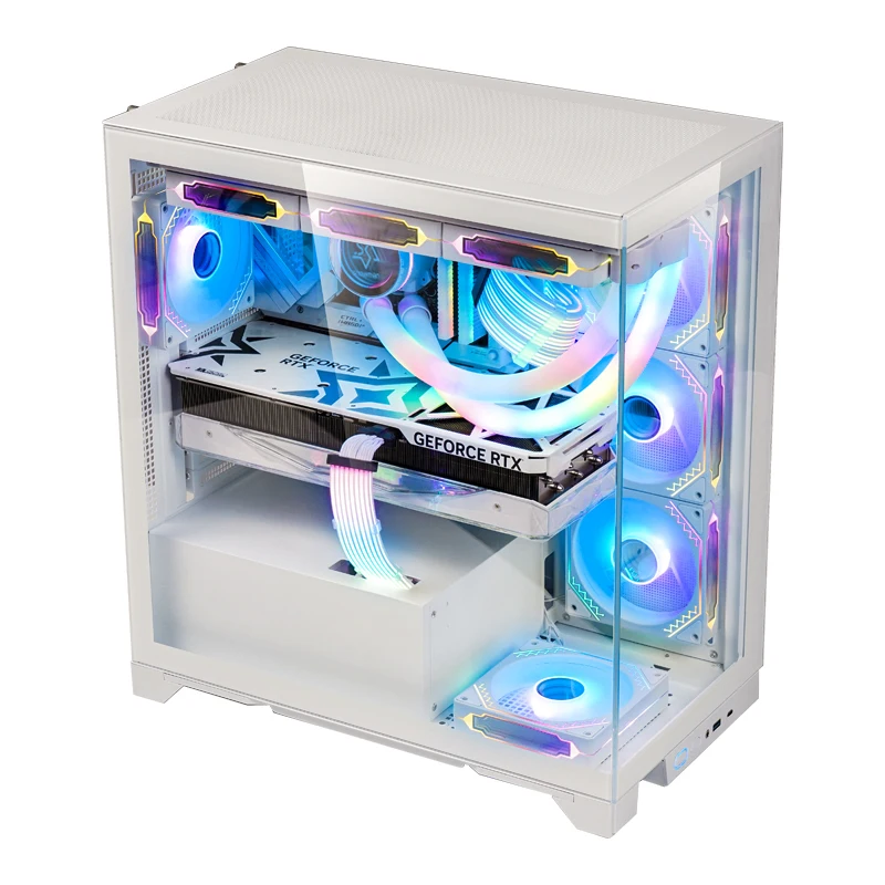 SNOWMAN Double-sided Tempered Glass Best Large PC Case With Water Cooling Cooler Cabinet E-ATX Computer Case With type C Port
