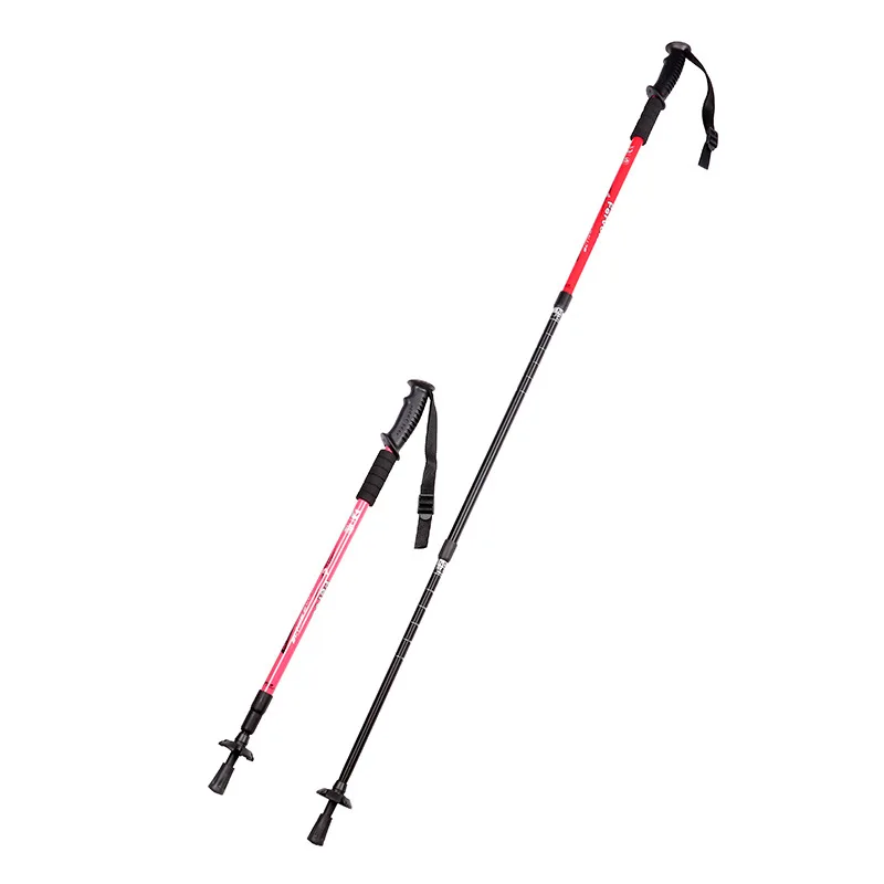 Adjustable Trekking Poles Aluminum Collapsible Walking Sticks Outdoor Spring shock absorber Hiking Poles Alpenstocks Camping