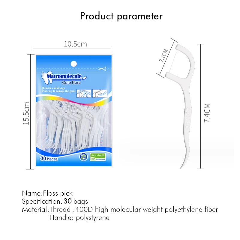 Dental floss Hot Sale 30PCS ultra-fine high tension fine sliding floss stick disposable polymer floss toothpick portable  ODM