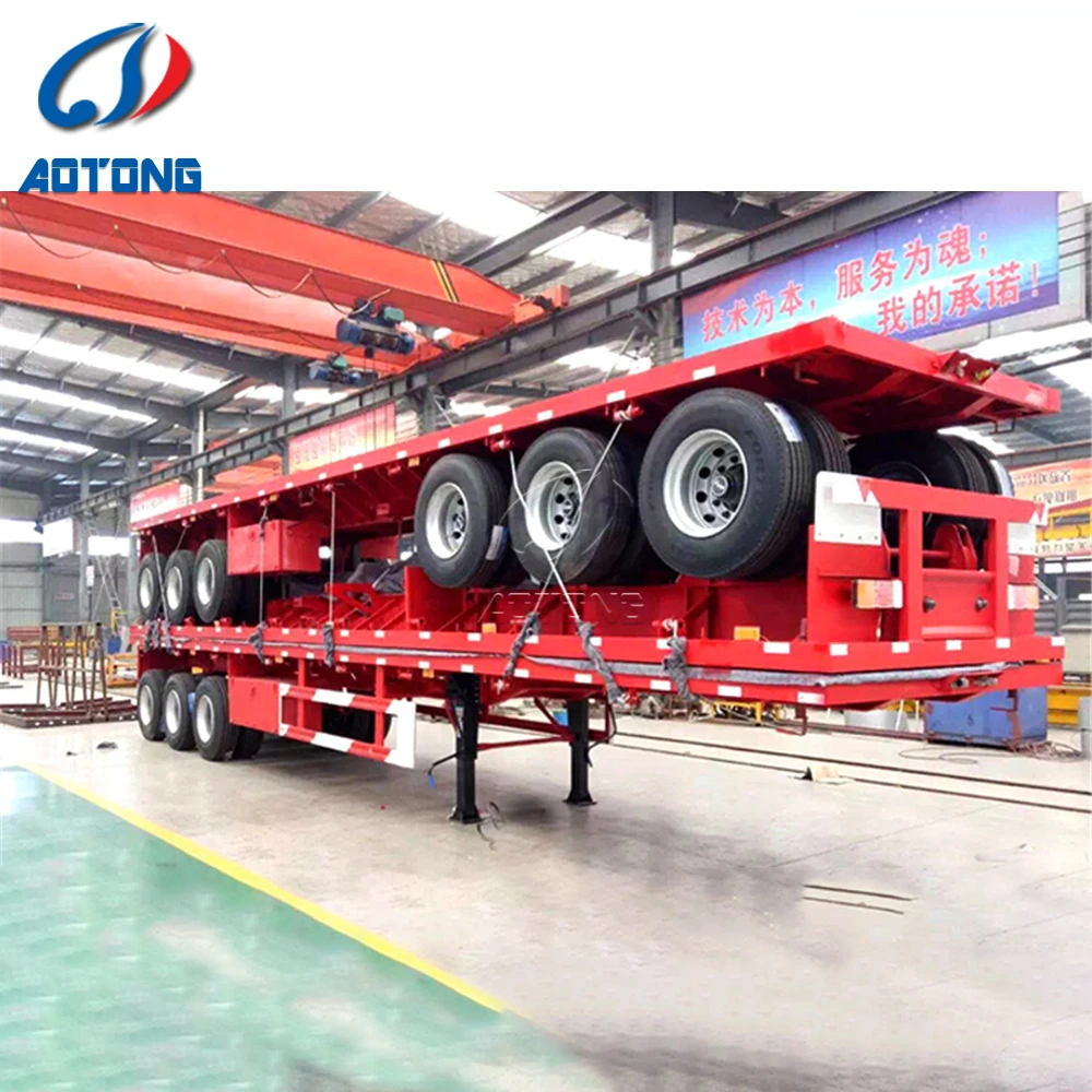 2 Axle 3 Axle 20FT 40 Ft  Trailer Chassis Flat Bed Flatbed Trailer/container flatbed trailer for sale