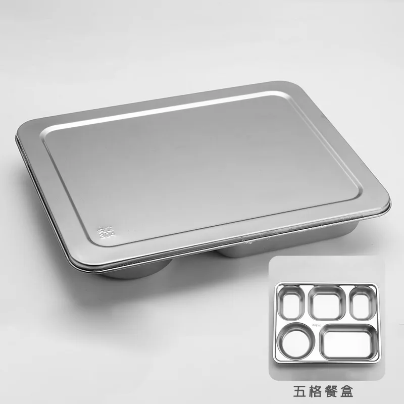 High Quality Compartment Stainless Steel Plates Divide Food Lunch Plates Fast Food Box Container Tray For School