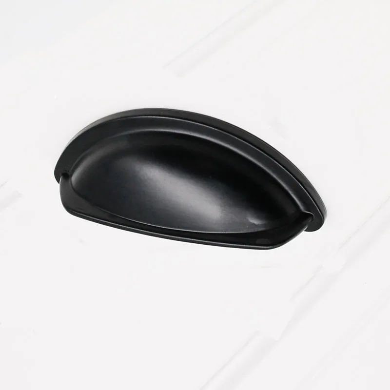 Оптовая продажа, цинковые черные матовые полулунные кухонные шкафы, фурнитура, ручки для выдвижных ящиков