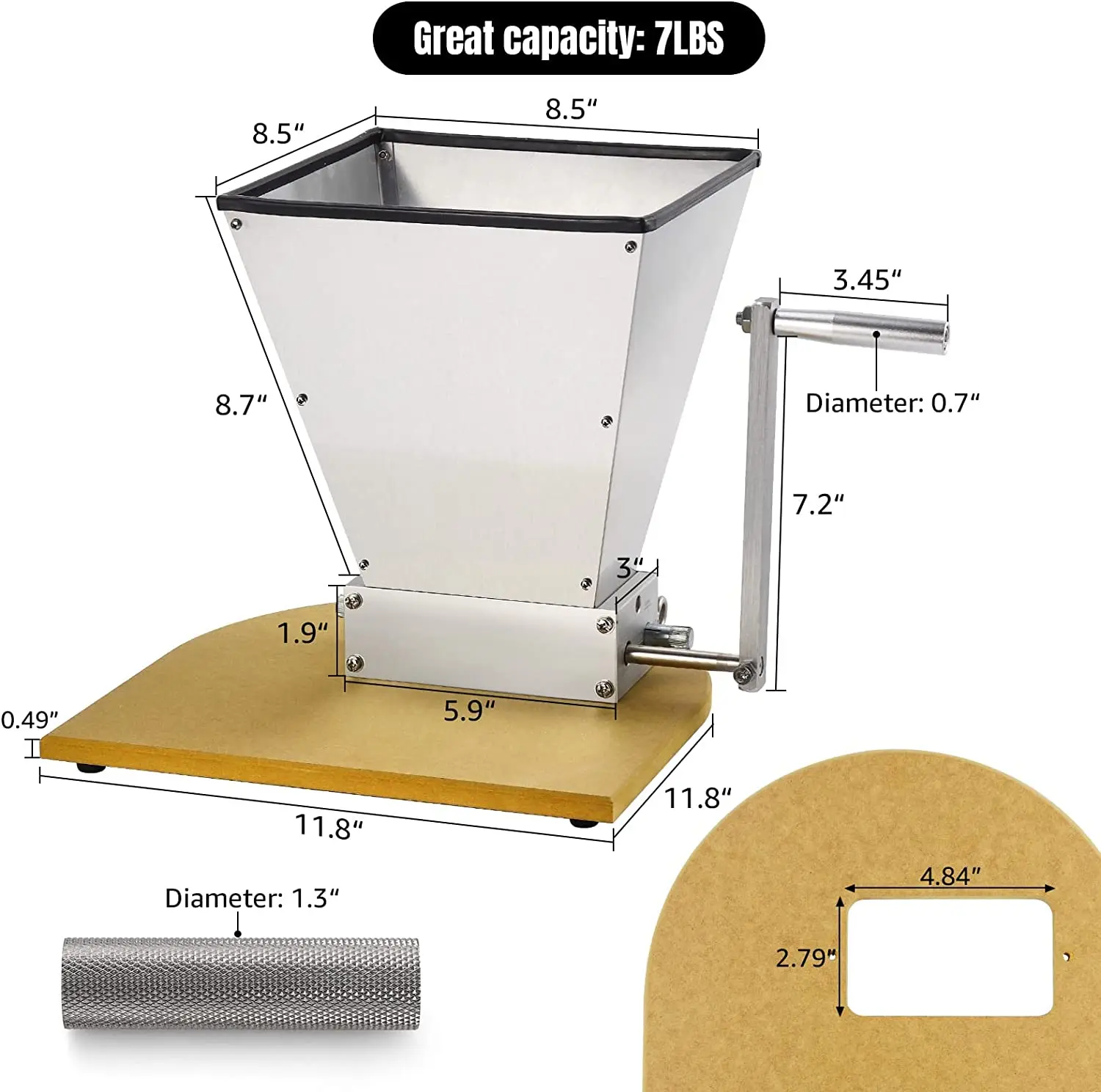 SUS304 зерновая мельница ячменного солода дробилка для домашнего пивоварения 2 ролики для домашнего пивоварения ячмень мясорубки бункер для домашнего пивоварения инструменты