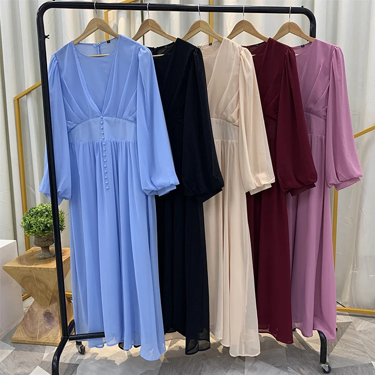 Hot selling long dress muslim islamic clothing chiffon fabric maxi dress ladies muslim women dress