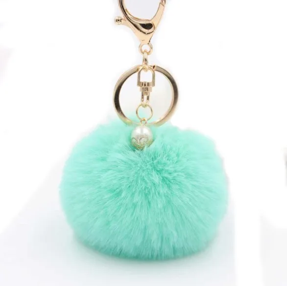 2024 Hot Sell colorful pom pom rabbit fur lady sublimation plush toy cute custom plush keychain