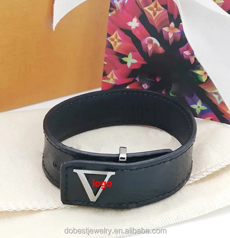 Wholesale Luxury Brand Designer Adjustable Monogram Bracelet Men Leather Letter V Slim Bracelet