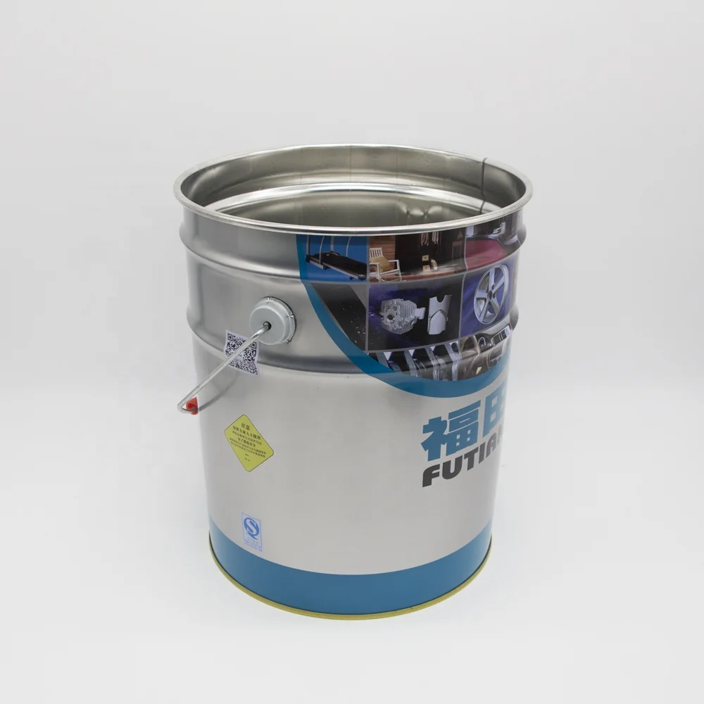 CMYK custom printing 10L 15L 18L 20L grease tinplate pail resin metal bucket with flower lid