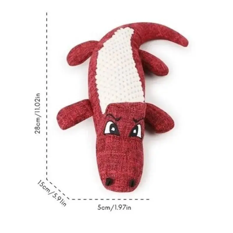 Pet Dog Toy Linen Plush Crocodile Animal Toy Dog Chew Squeaky Noise Toy Cleaning Teeth Supplies Tough Interactive Doll