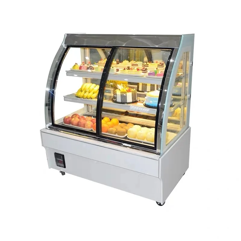 Anti-icing blocked ice cream display counter cake display fridge small cake display chiller With Sliding Glass Door