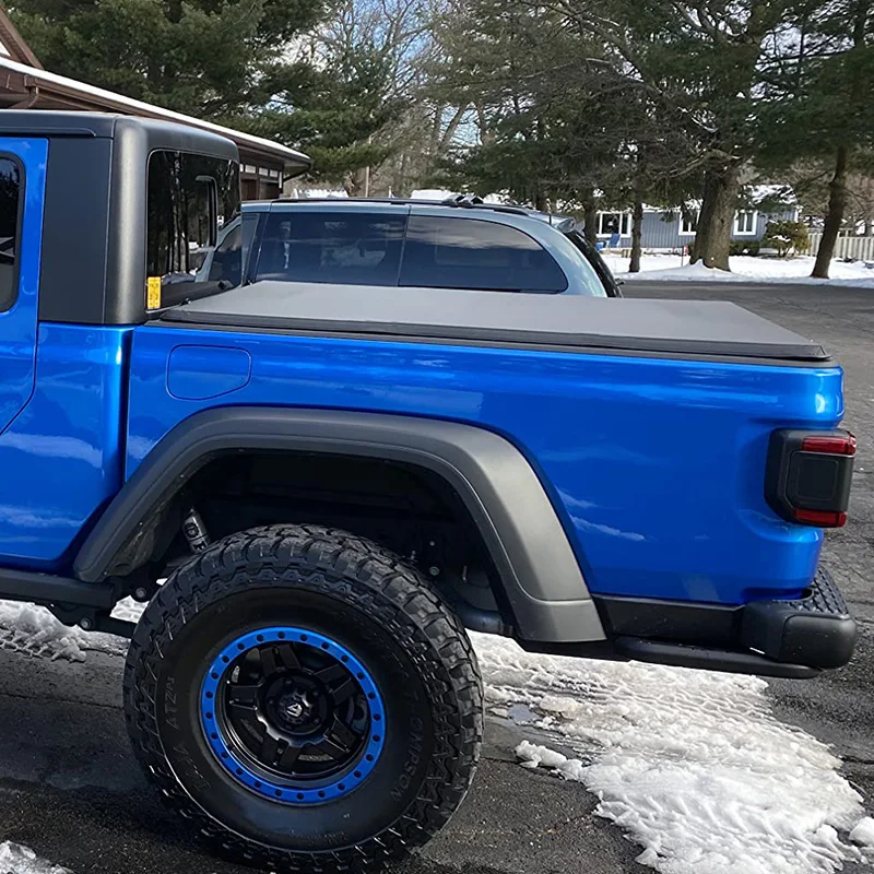 Soft Tri-Fold pick up Truck Bed roller Tonneau Cover Compatible with 2020-2022 Jeep Gladiator (JT)