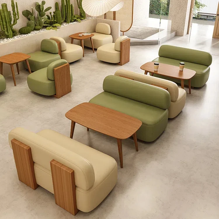 Hot selling Modern Clubhouse hotel lobby wood table and sofa conference room office leisure sofa