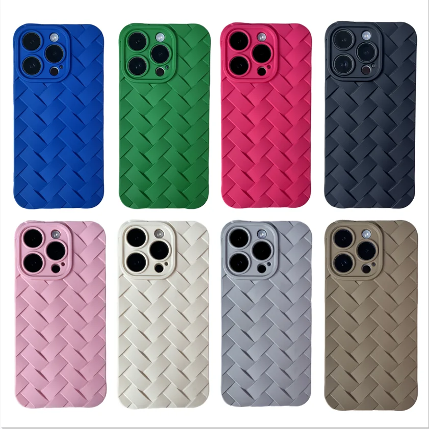 Luxury Retro Woven Pattern Case for iPhone 14 13 12 11 Pro Max Plain Solid Color Soft Touch Cover for iPhone 14 Plus