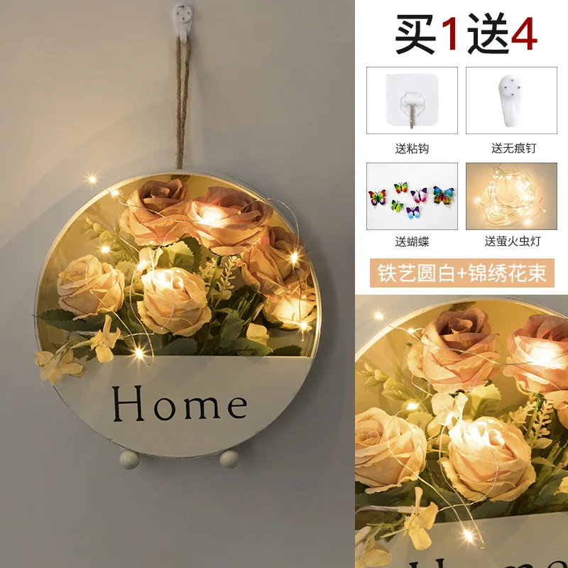DREA Home decoration Metal Indoor Wall Planters Round Flower Pot wall decorations with LED light