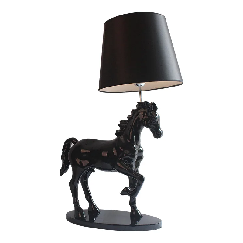 Latest Design Simple horse Shape Table lamp creative resin living room Table lamp black white For Home and Hotel Decoration