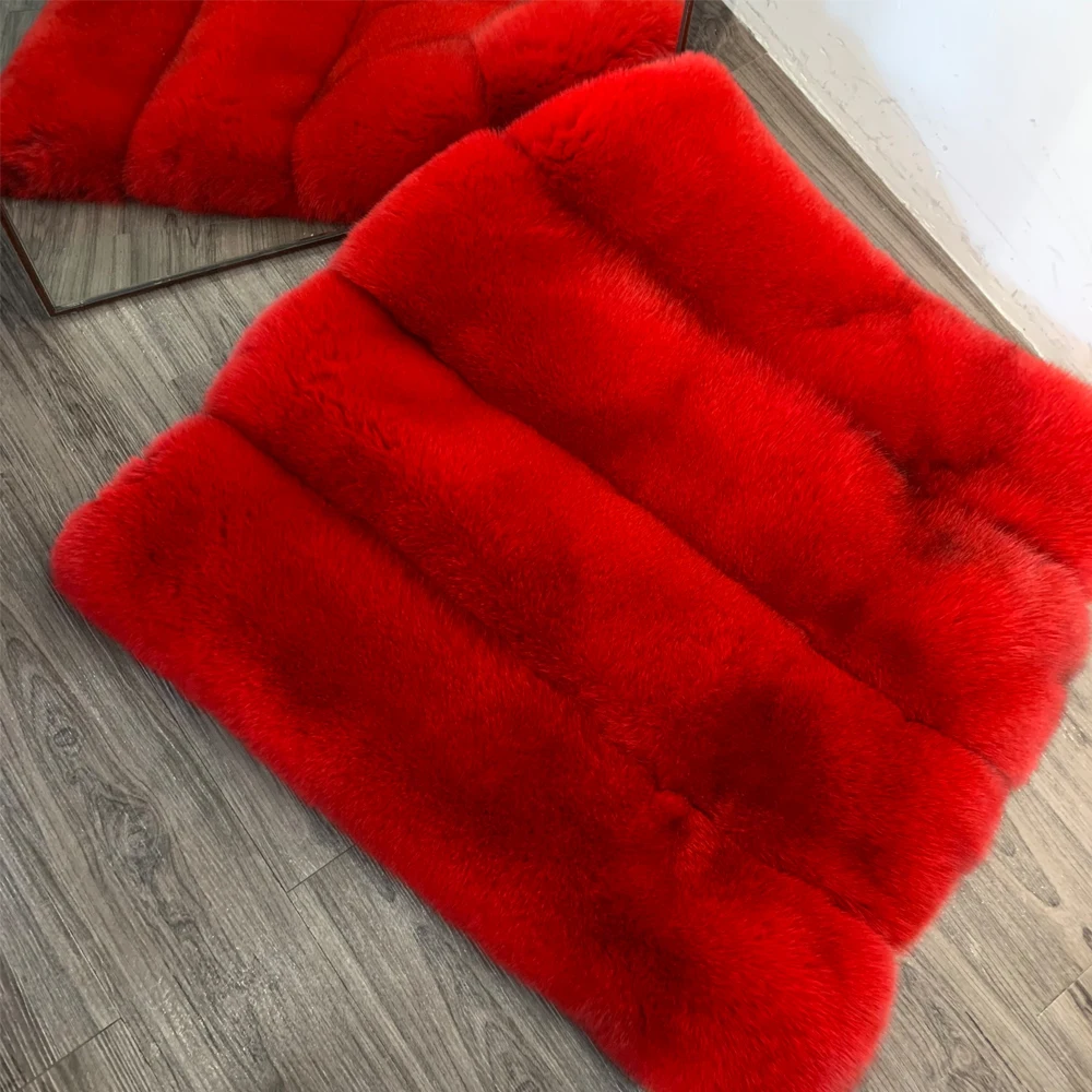 Winter warm fur blankets genuine fox fur blanket red color fox fur blanket