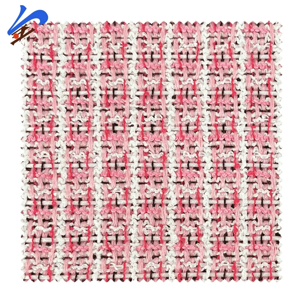 Jindian brand Channel Woven Houndstooth Color Women Clothing Fabric With Silver Thread