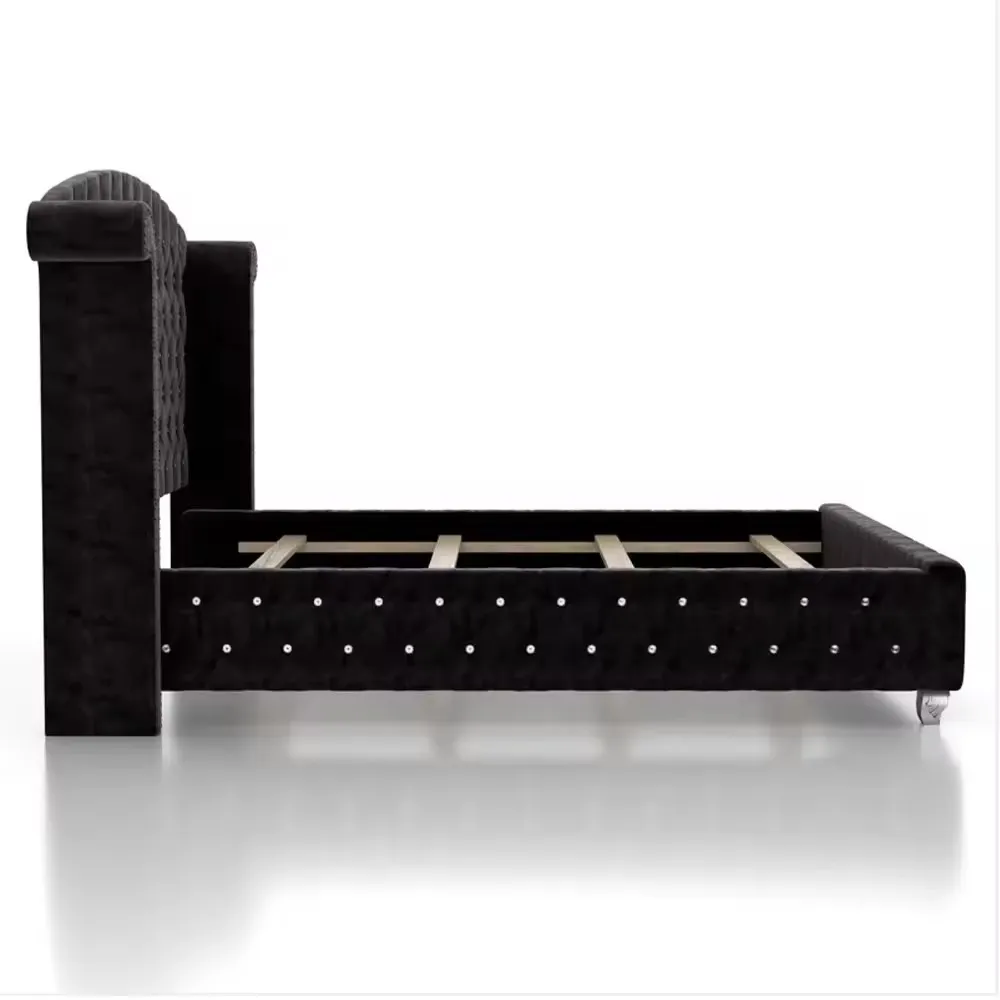 Docarelife Luxury Modern Hand Carved Velvet King Size Bedroom Furniture Set High Quality Bed