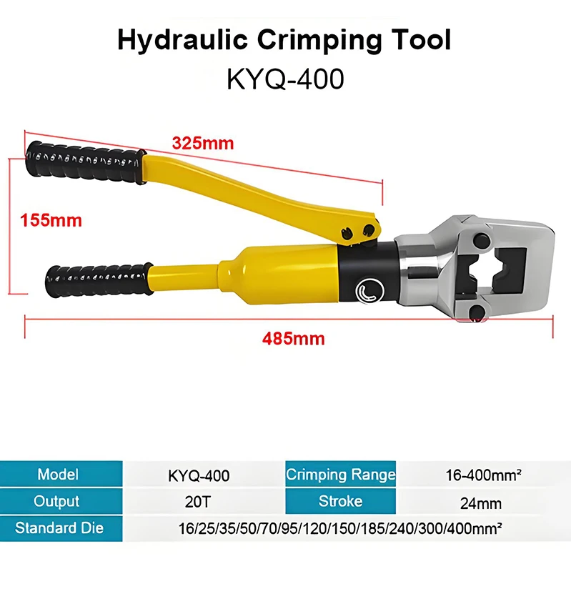 KYQ-400 105KN mini Hydraulic Crimping  Compression Plier Cable Lug Terminal Crimper Crimping Range 16-400mm2 Hydraulic Plier