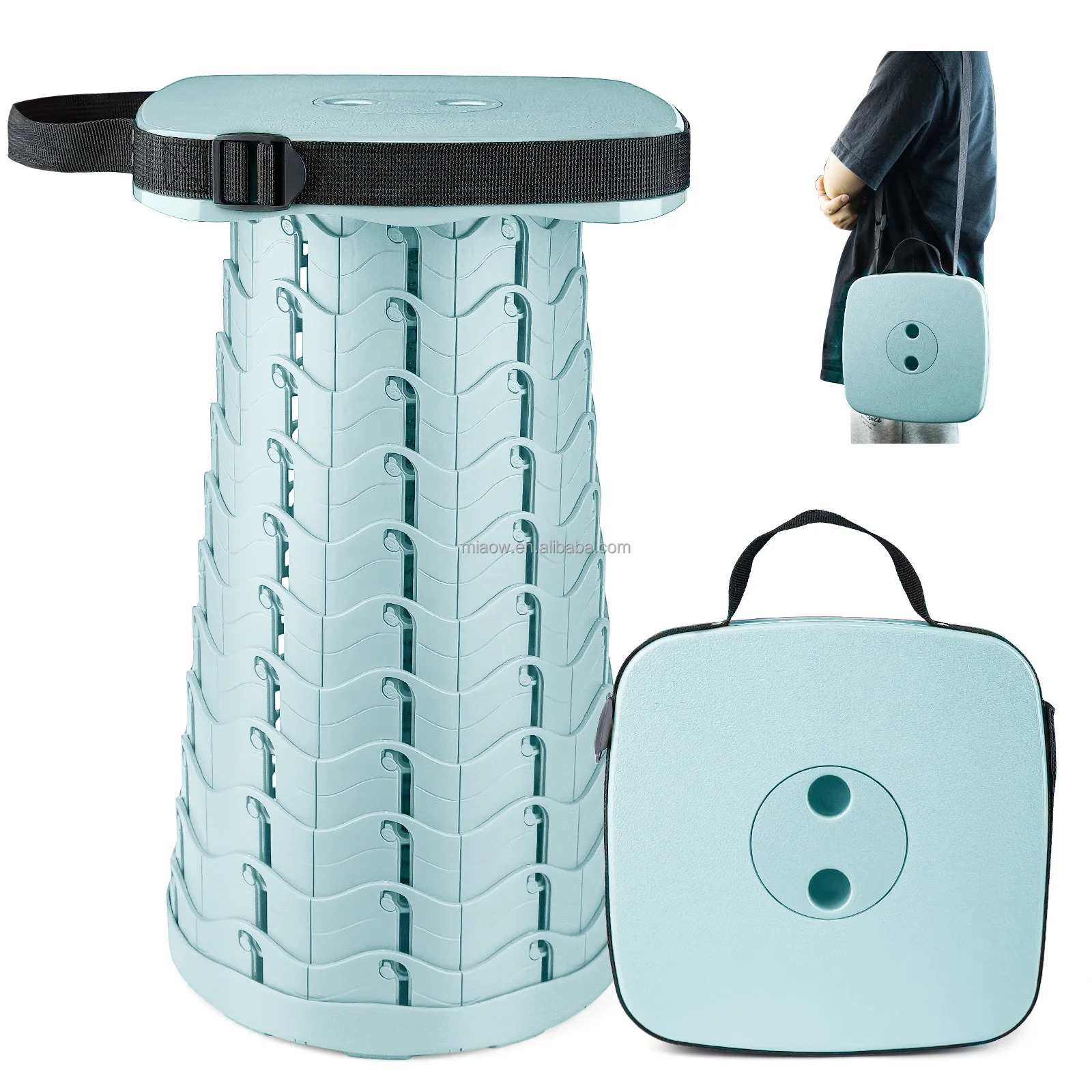 2023 Own  patent folding telescopic camping chair Square multi-functional telescopic stool with square seat