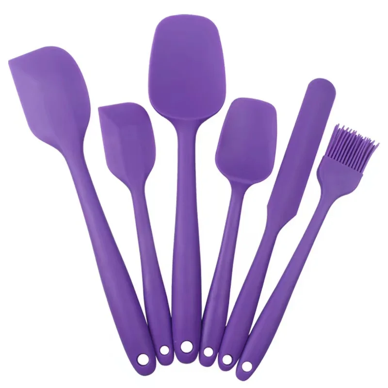 BPA free 6pcs silicone utensil set for baking Food Grade silicone Spatula Scraper brush set baking Cookware set