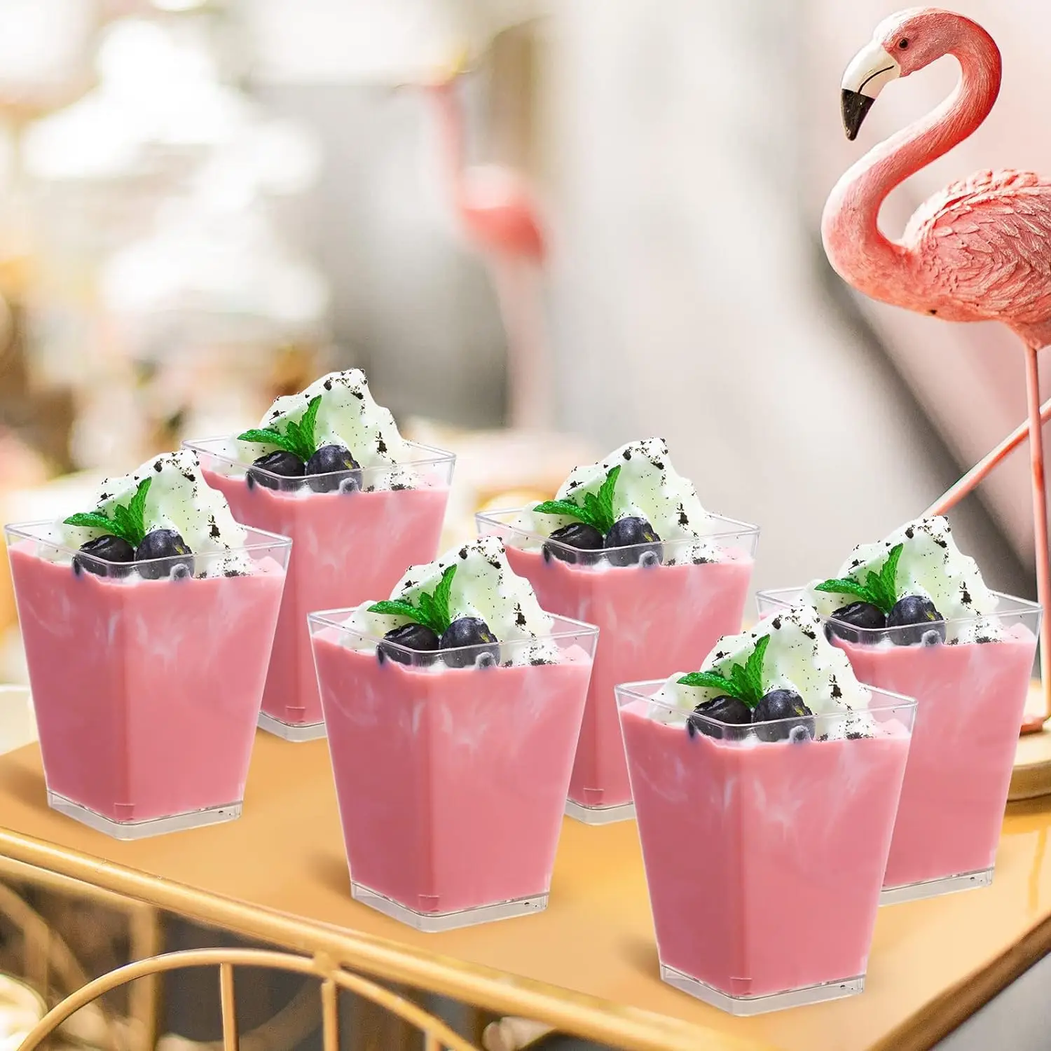 5oz Square Mini Dessert Cups Disposable Transparent Cup PP Ice Cream Plastic Cup