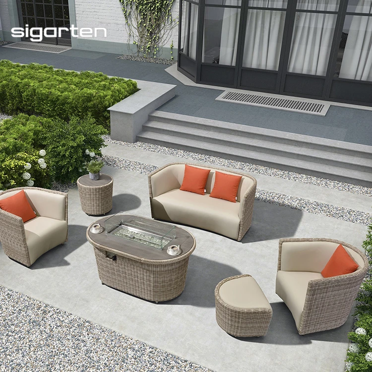 Patio Furniture Modern Aluminum Design Luxury Garden Gas Fire Pit Table