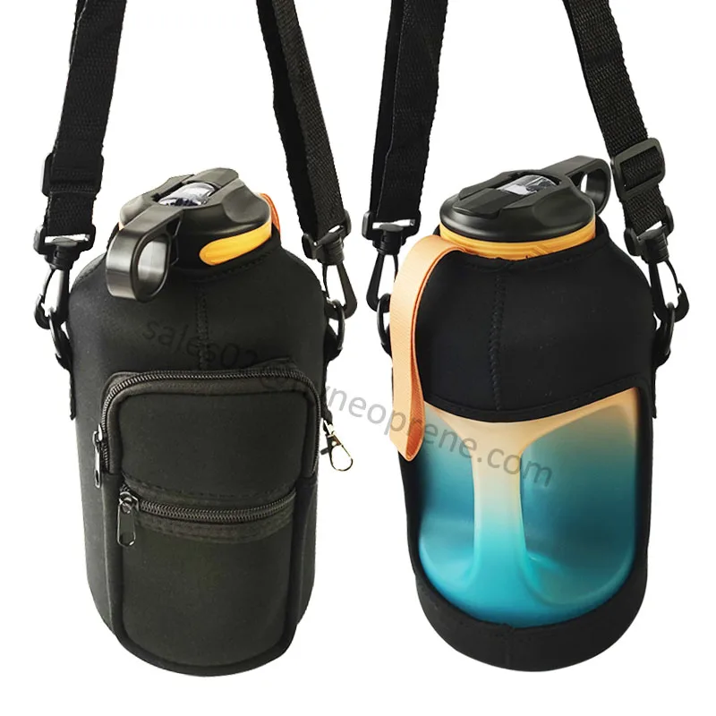 Personalized Neoprene Reusable Gyms Sports Gallon Water Bottle Pouches Bag Half Gallon Jug Water Bottle Sleeve With Carry Straps