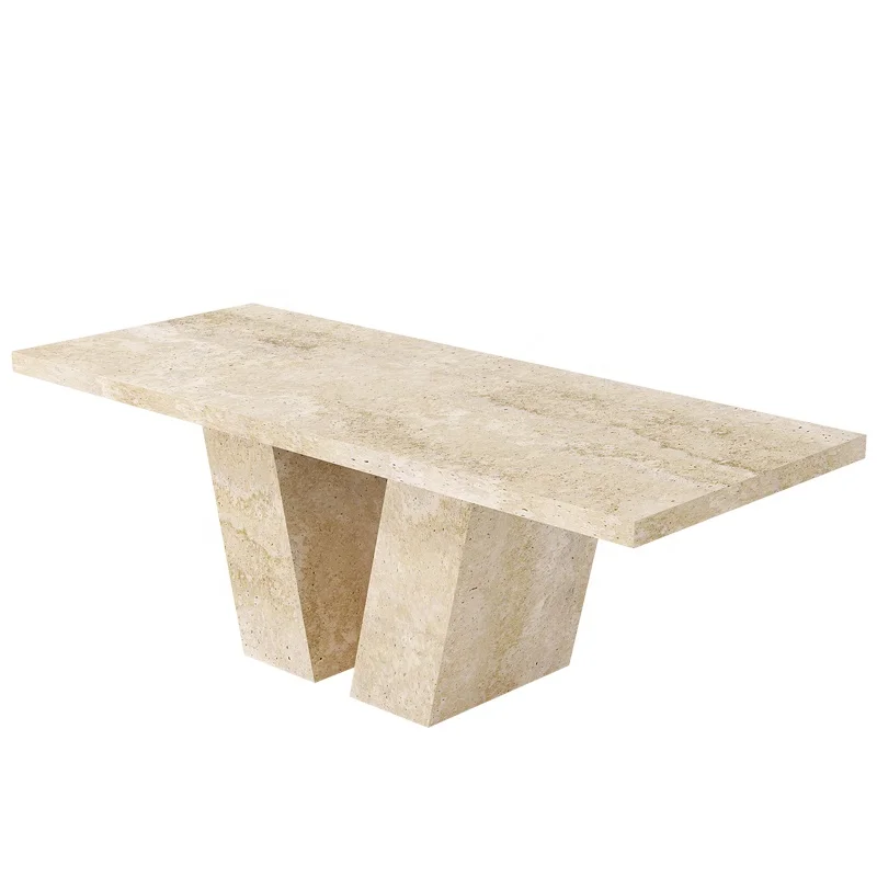 Restaurant furniture simplicity living room furniture limestone travertine marble dining table