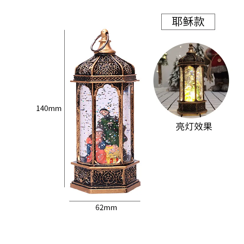 HY-138 Hanging Santa snowman Led Portable Lamp For Christmas Gift Christmas Water Lantern With Liquid Glitter
