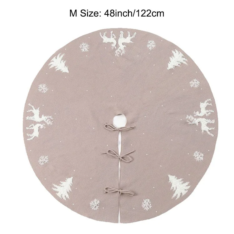 Hot Sale Christmas Tree Skirt Decorations 48 Inch 3D Embroidered Snowflake Tree Skirt Apron Rustic Large Tree Xmas Ornaments