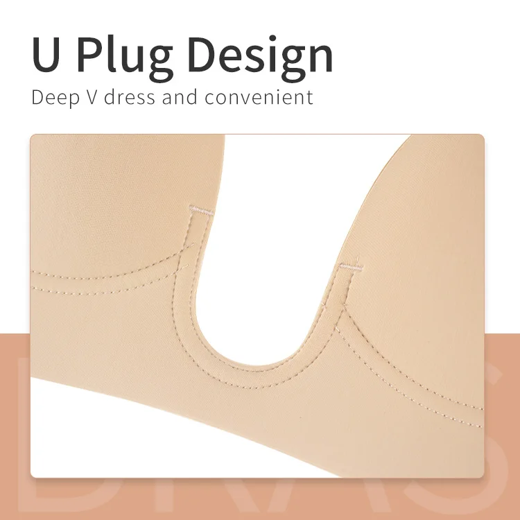 One piece u plunge backless bra silicone deep u Adhesive bra seamless invisible bra