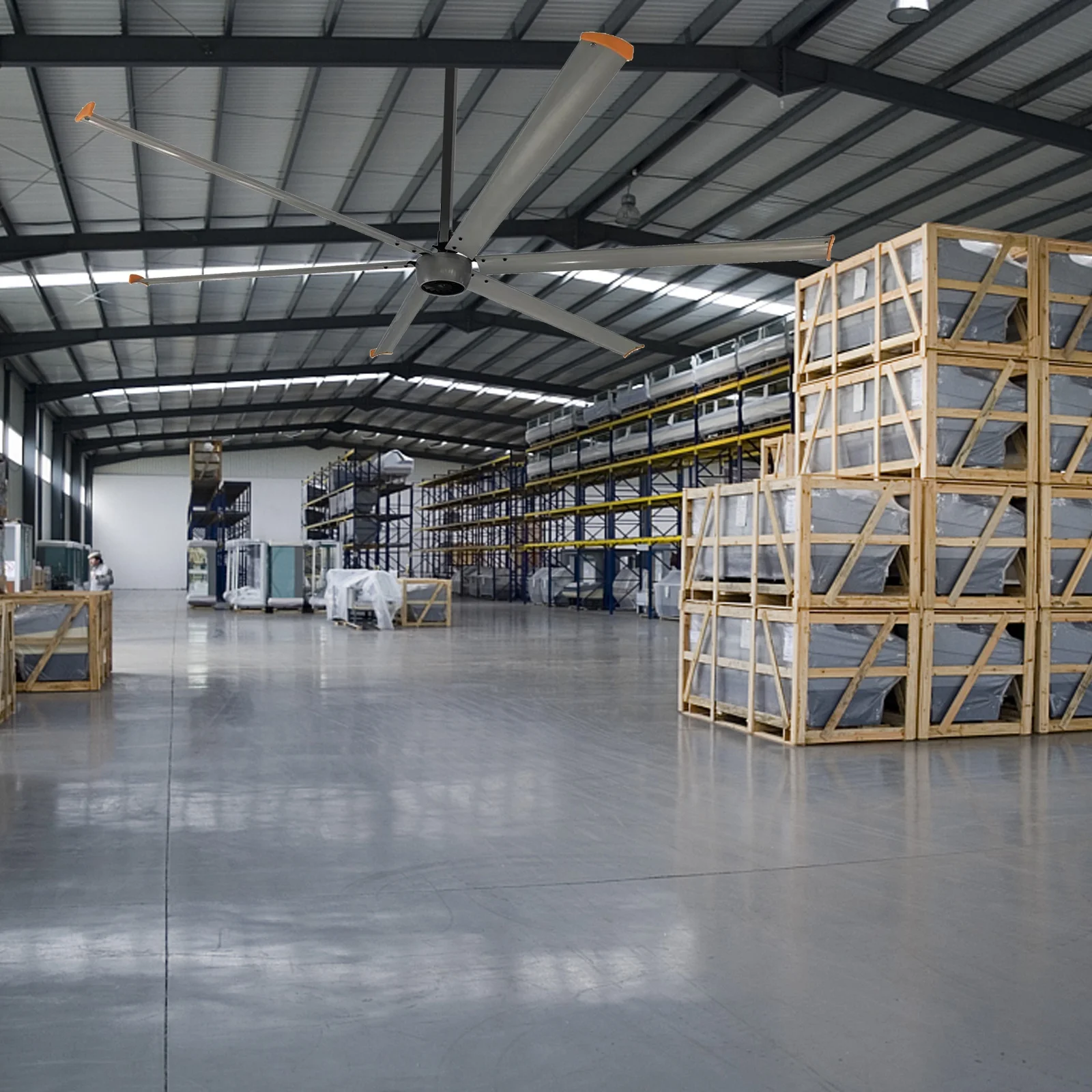 WuXi factory 220v 380v 12ft 16ft 1500w brushless bldc motor industrial ceiling hvls fan