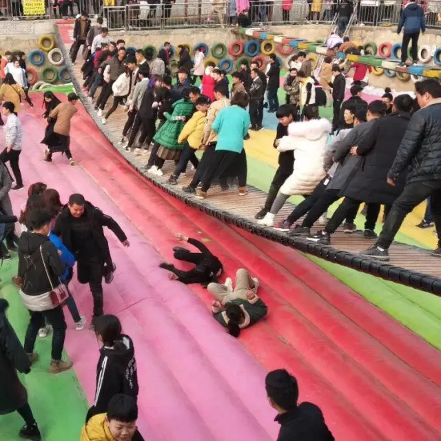 Support customized Swing bridge with a bouncer playground for younge people,water park entertainment equipment