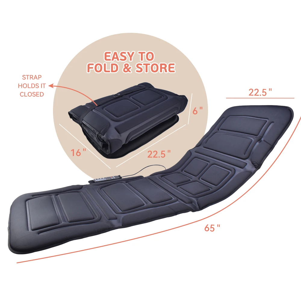 Manufacture heat massage mattress pad japan massage mat with vibration 10 motors