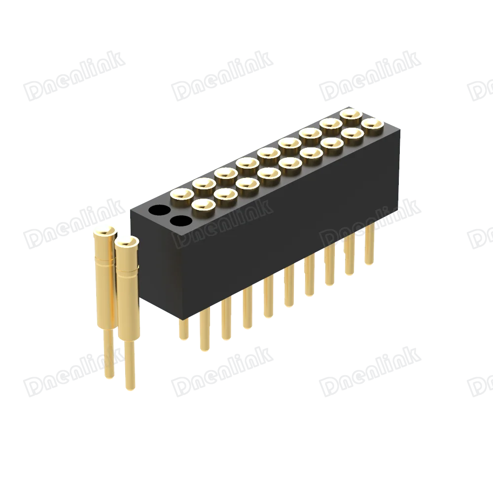 Dnenlink 1.27mm pitch Double Row H4.0mm Straight DIP Concave Bottom Type Female Pogo Pin Connector