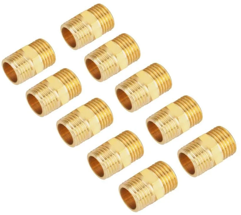 1/4 BSP to 1/4 BSP External Thread Brass Pipe Hex Nipple Fitting Quick Adapter