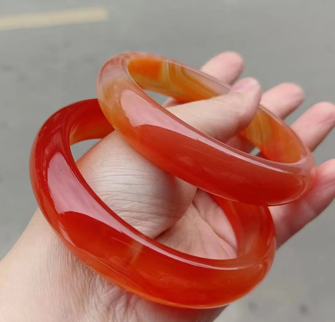 Dark Red Jade bangle large US size9-10 Indian agate stone gemstone width healing crystal wide bracelet best gift for woman man