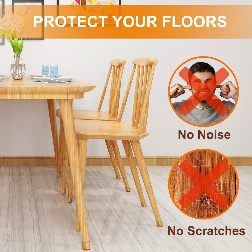 High Quality 20 Pcs Floors Silicone Felt Bottom Chair Leg Floor Protectors for Hardwood Tile No Slip Reduce Noise