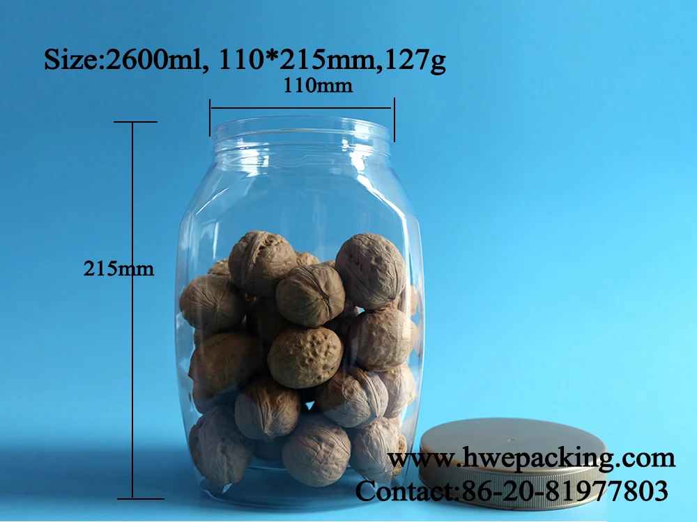 wholesale lollipop pet food screw top 110mm transparent 2600ml big plastic jar