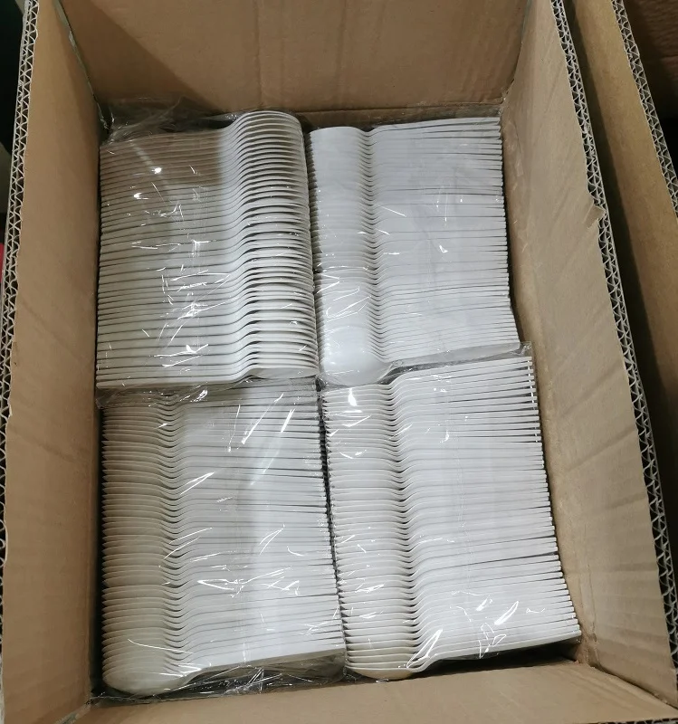 150mm white Bio-based Flatware Corn starch Spoon Disposable heavy duty reusable Eco-friendly 6 inch Cornstarch tea spoon