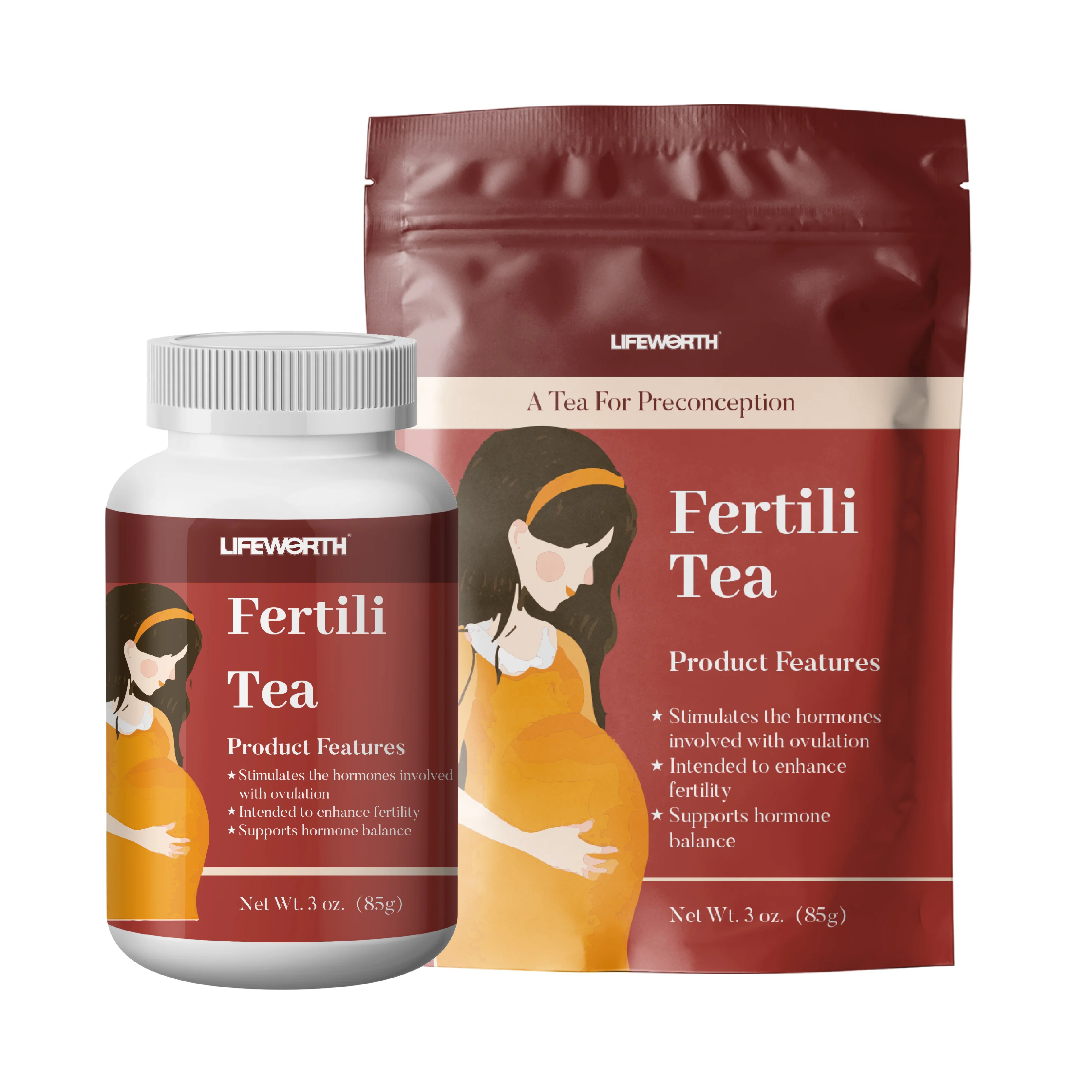 Lifeworth hot sale healthcare supplement ODM red raspberry leaf tea pregnancy fertility pregnancy tea