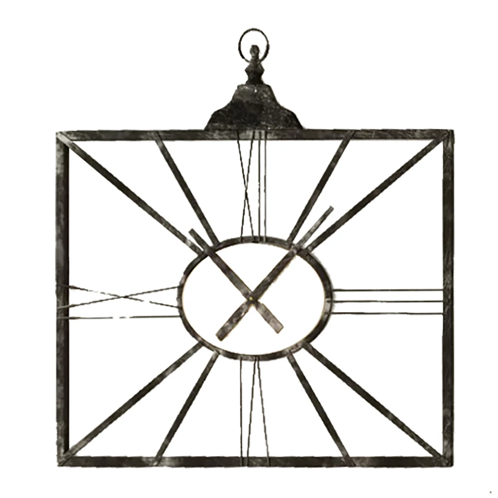 New Square Shape Metal Wall Clock Elegant Home Living room Decor Needle Radio