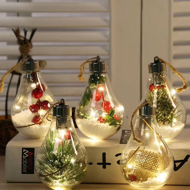 Wholesale New Led Decoration Transparent Christmas Ball Festival Pendant Gift Hollow Ball For Christmas Tree Decoration Ornament