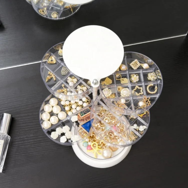 5 Layer Travel Jewelry Case With Lid Mini Jewelry Case for Earrings Ring acrylic 360 Degree Rotating Jewelry Box for Girls