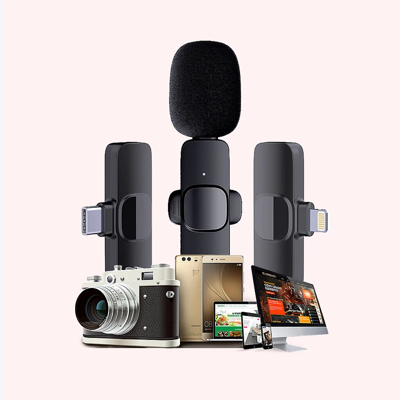 Wireless Recording Lavalier Microphone Plug Play Wireless Lapel Mic Live Stream Vlog Youtube Tiktok Interview